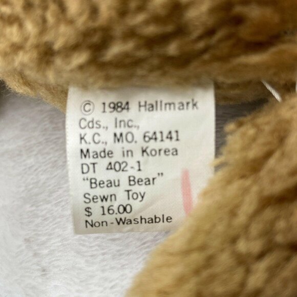 Vintage Hallmark 1984 Beau Bear Teddy Plush 14" Scruffy Christmas Santa Hat - Picture 7 of 8
